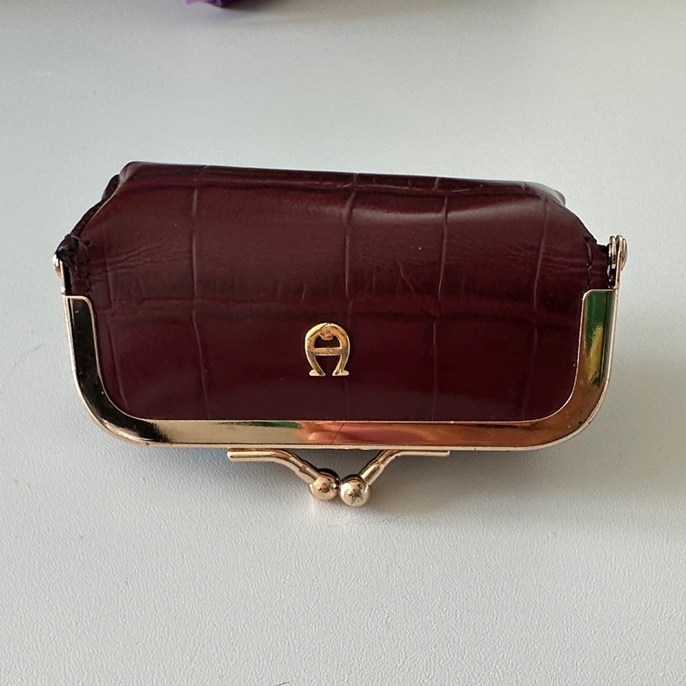Etienne Aigner Vintage Oxblood Lipstick Case with Mirror - Picture 2 of 9